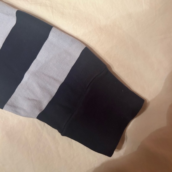 Brandy Melville John Galt Long Sleeve Collar Cropped Blue Striped Shirt Size S - Picture 5 of 5